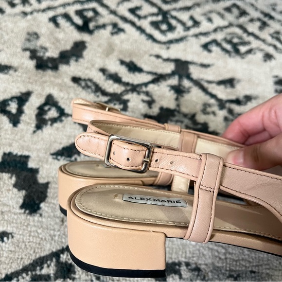 Alex Marie Black Cream Cap Toe Slingback Block Heel Flats Size 8.5 - Picture 7 of 12